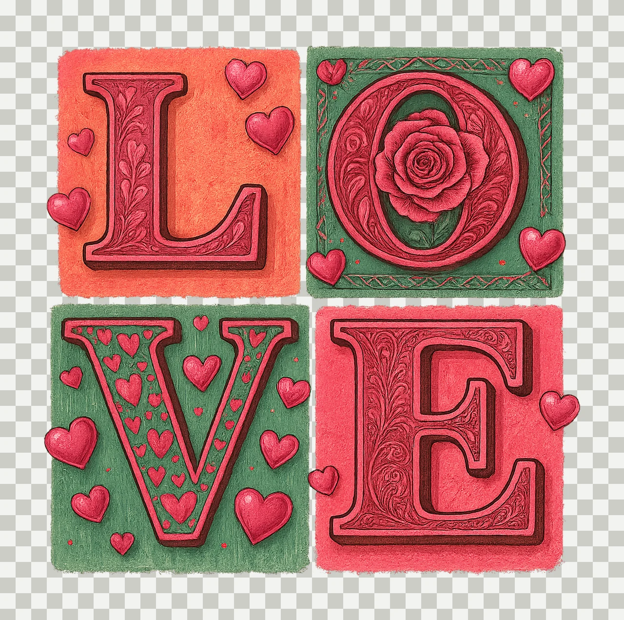 Pink Valentines Day Love Retro Valentine Shirt Design XoXo transparency and detail preview thumbnail