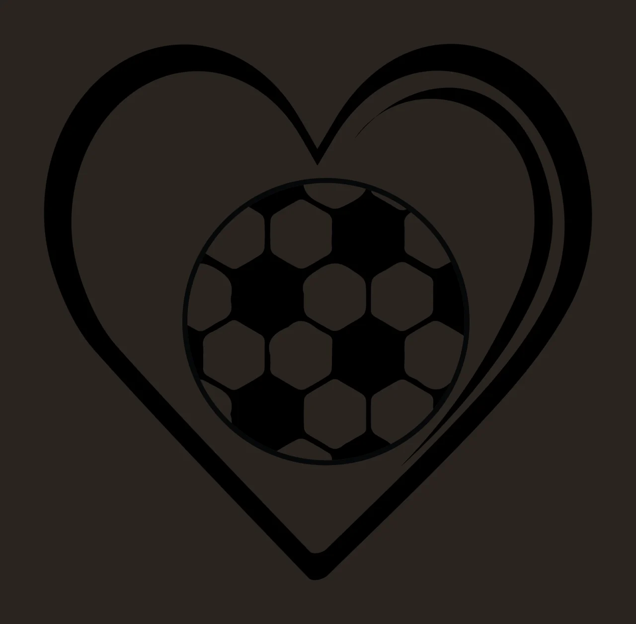 Soccer Ball Inside Heart Shape centering outline black white contrast preview thumbnail