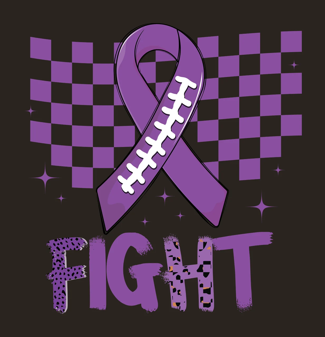 Fight Ribbon With Checkerboard Background stars dots black contrast preview thumbnail