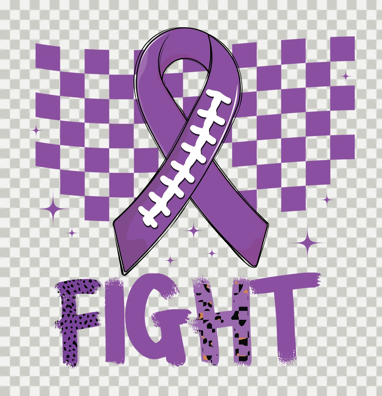 Fight Ribbon With Checkerboard Background stars dots black transparency and detail preview thumbnail