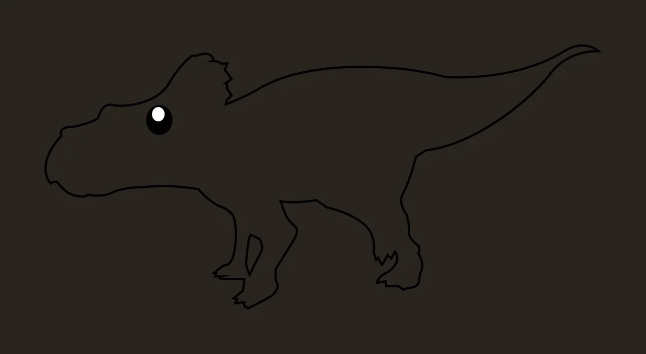 Dinosaur Four Legged Side View standing eye tail line drawing contrast preview thumbnail