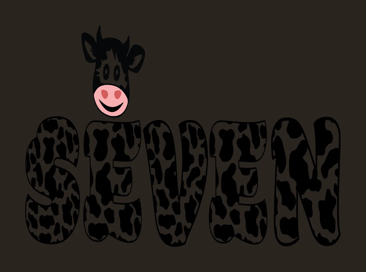 Cow Pattern Letter Design print head letters cartoon black contrast preview thumbnail