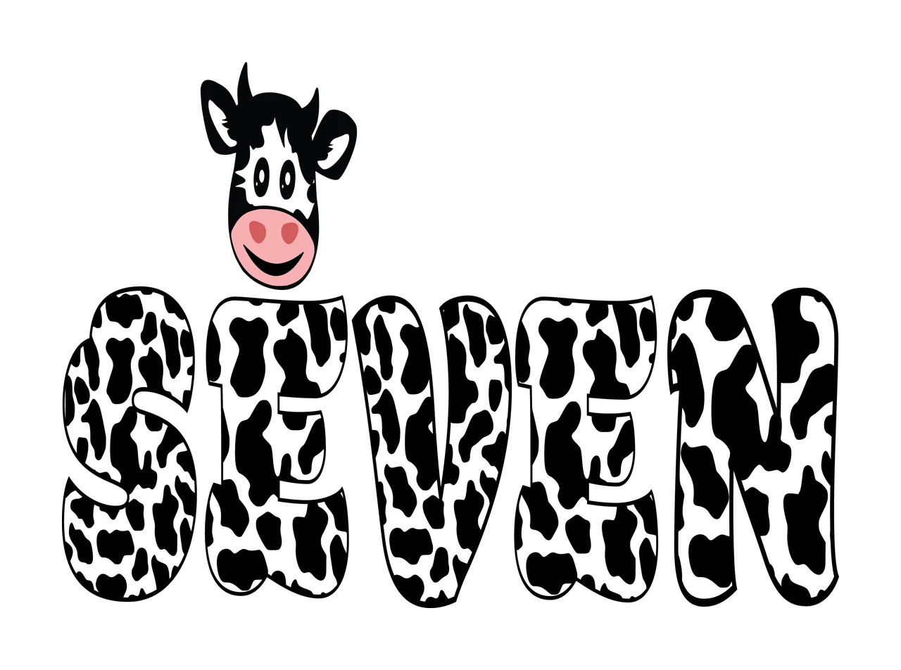 Cow Pattern Letter Design print head letters cartoon black