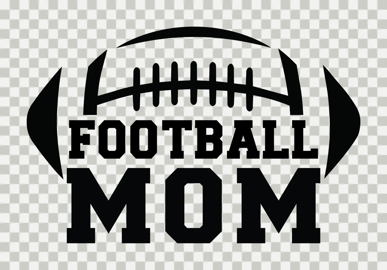 Football Mom Text Label With Large Black Graphic silhouette transparency and detail preview thumbnail