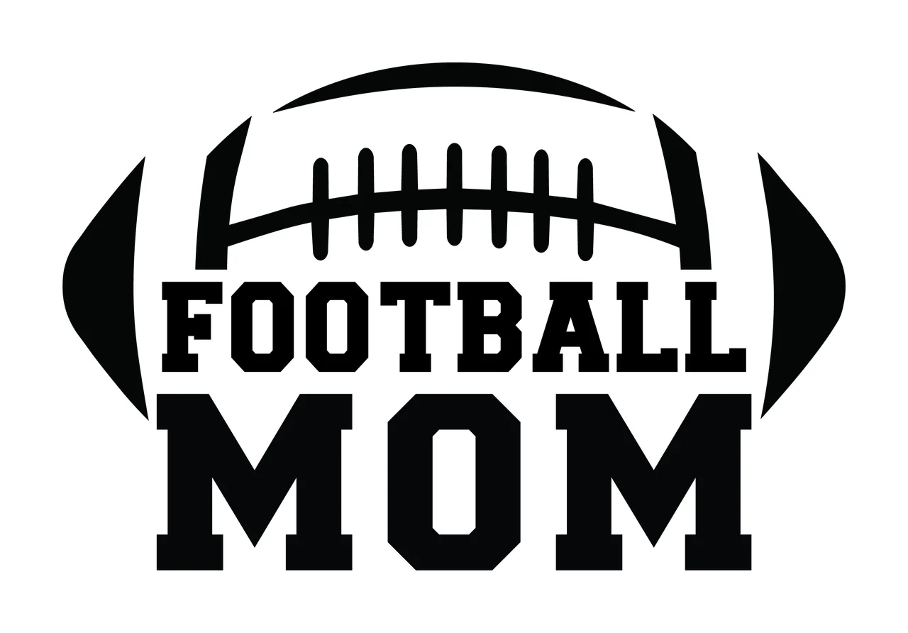 Football Mom Text Label With Large Black Graphic silhouette