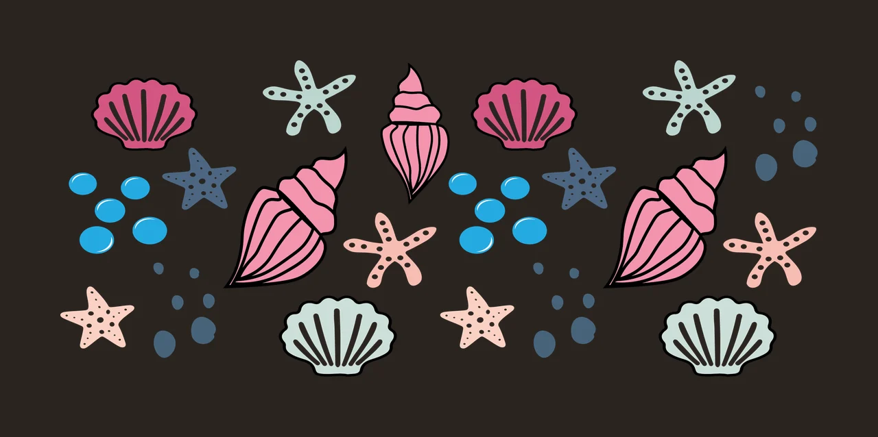 Can Glass Wrap Seashells And Starfish Nautical Pattern seashell contrast preview thumbnail