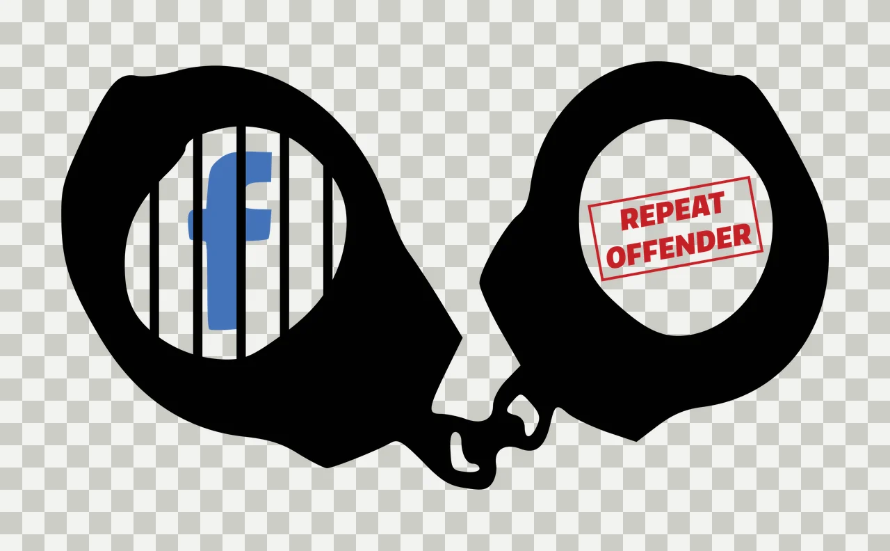 REPEAT OFFENDER Typography Design with handcuffs, jail bars, logo and red stamp in black and blue transparency and detail preview thumbnail
