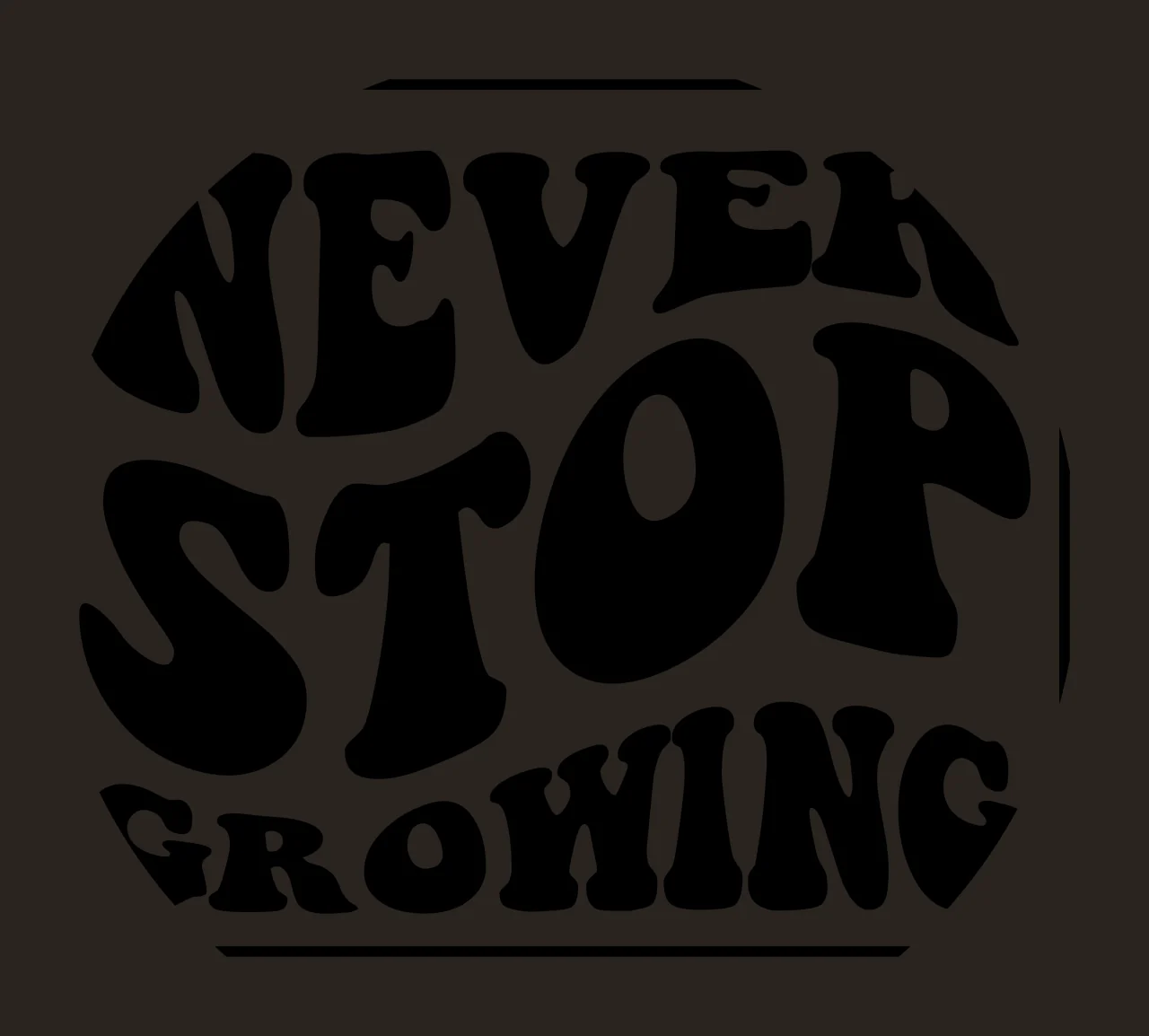 Keychain Never Stop Growing Circular Text Design arranged typography contrast preview thumbnail
