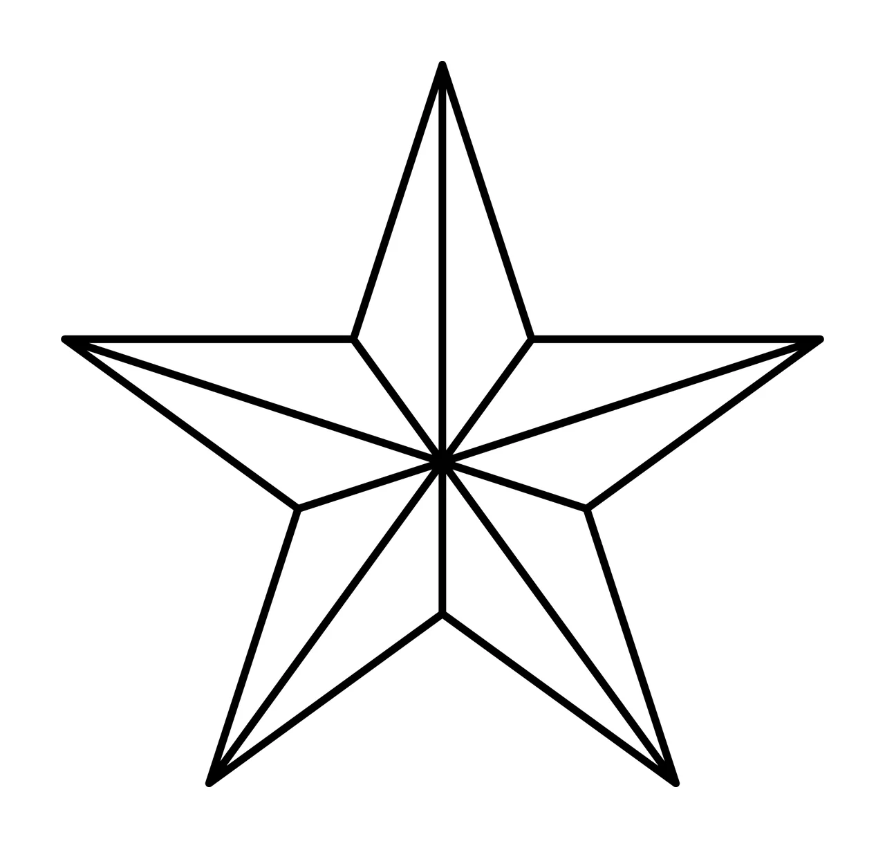 Simple Five Pointed Star Outline lines black plain geometric