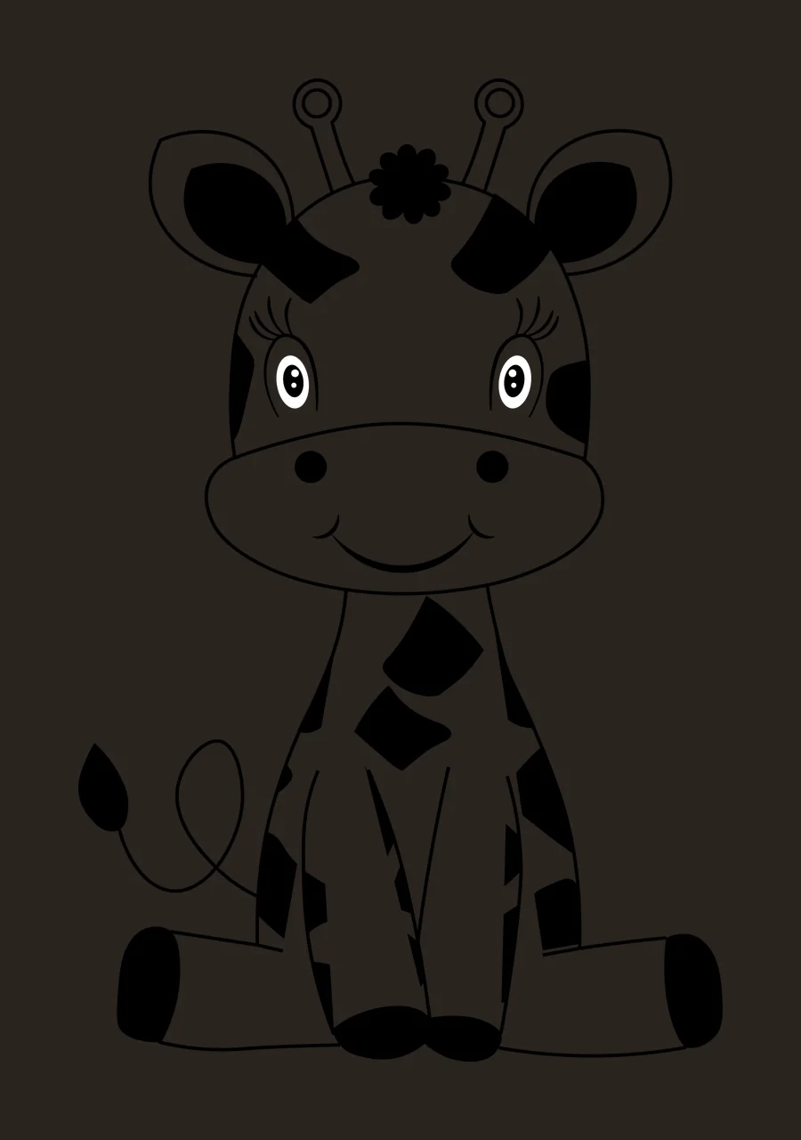 Animal Cute Giraffe Sitting Monochrome Graphic spots horns contrast preview thumbnail