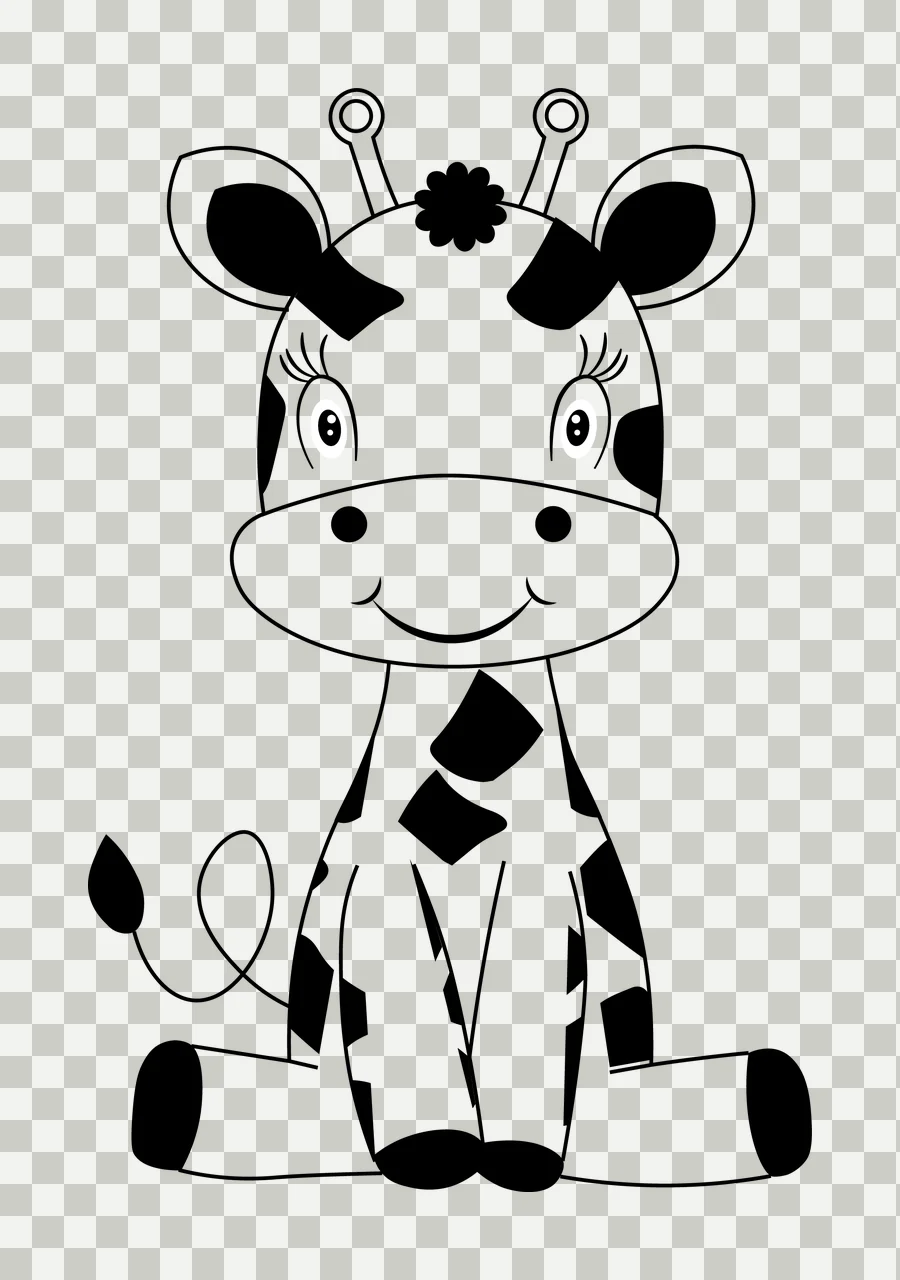 Animal Cute Giraffe Sitting Monochrome Graphic spots horns transparency and detail preview thumbnail