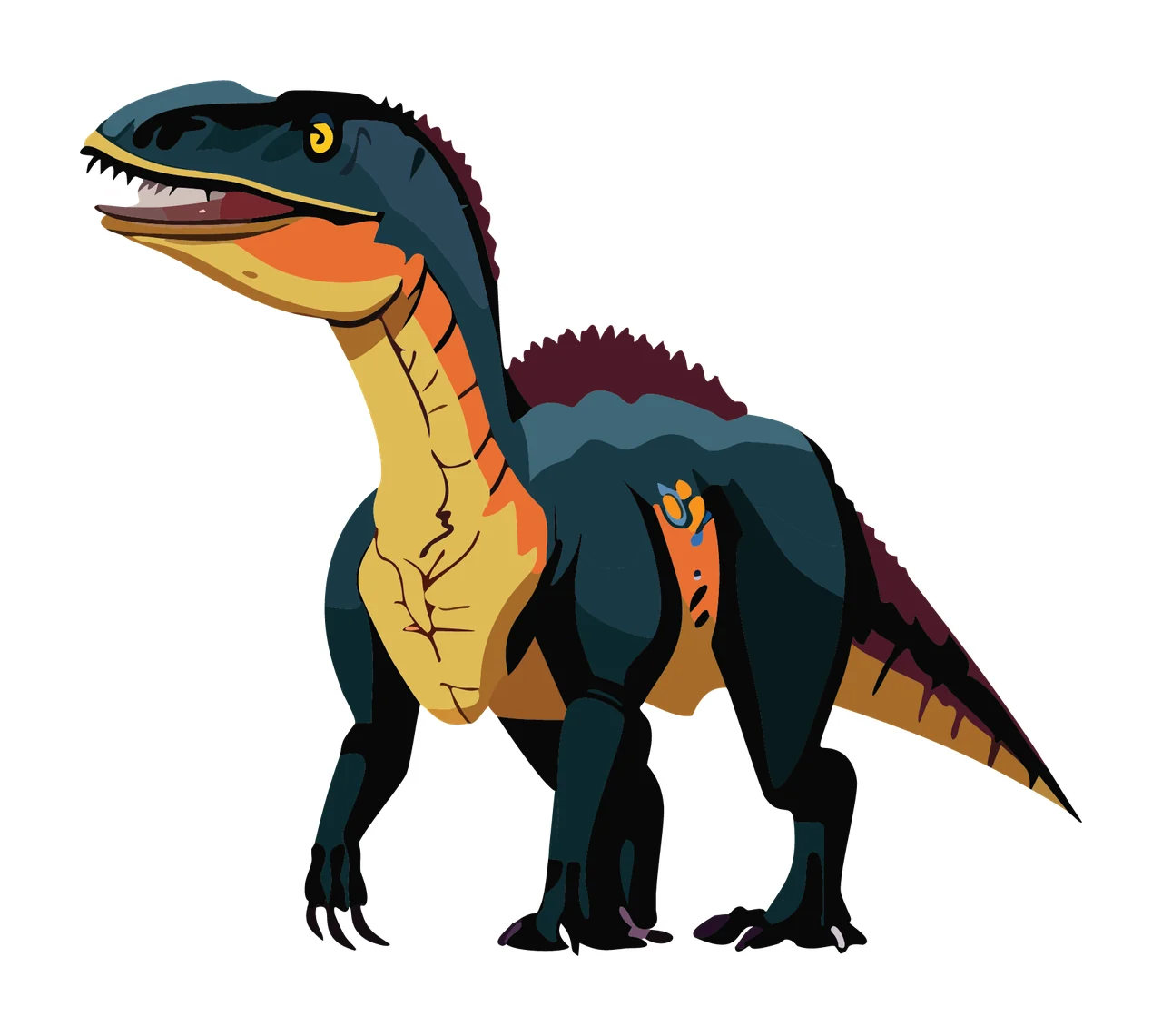 Dinosaur Black Silhouette Side Profile standing claws plain