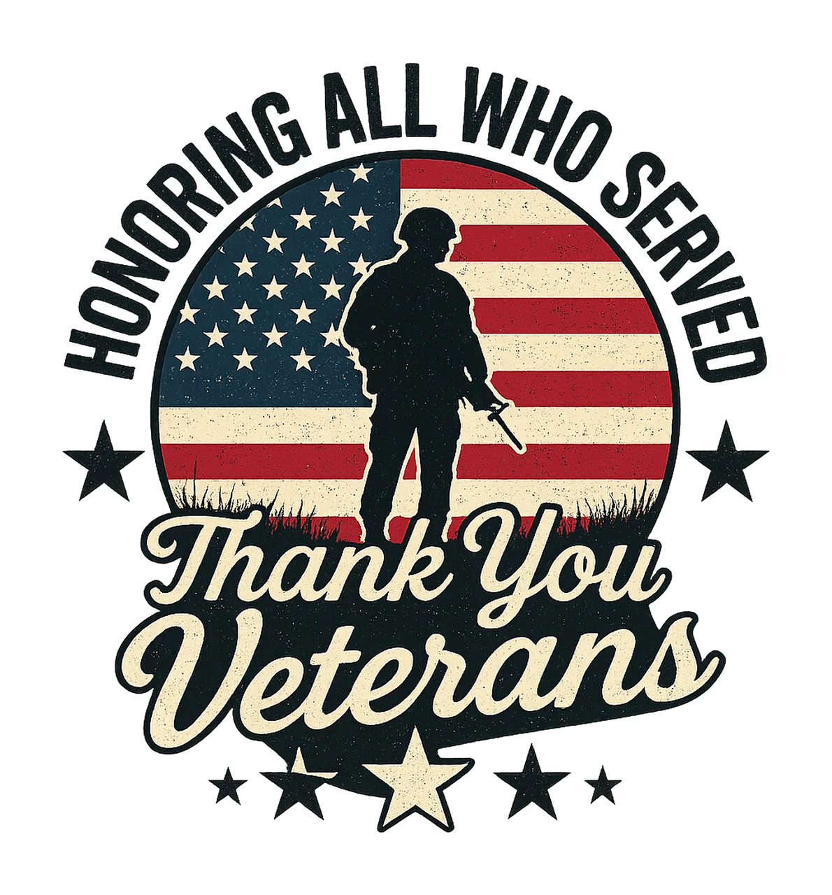 Honoring All Who Served Thank You Veterans Day Patriotic