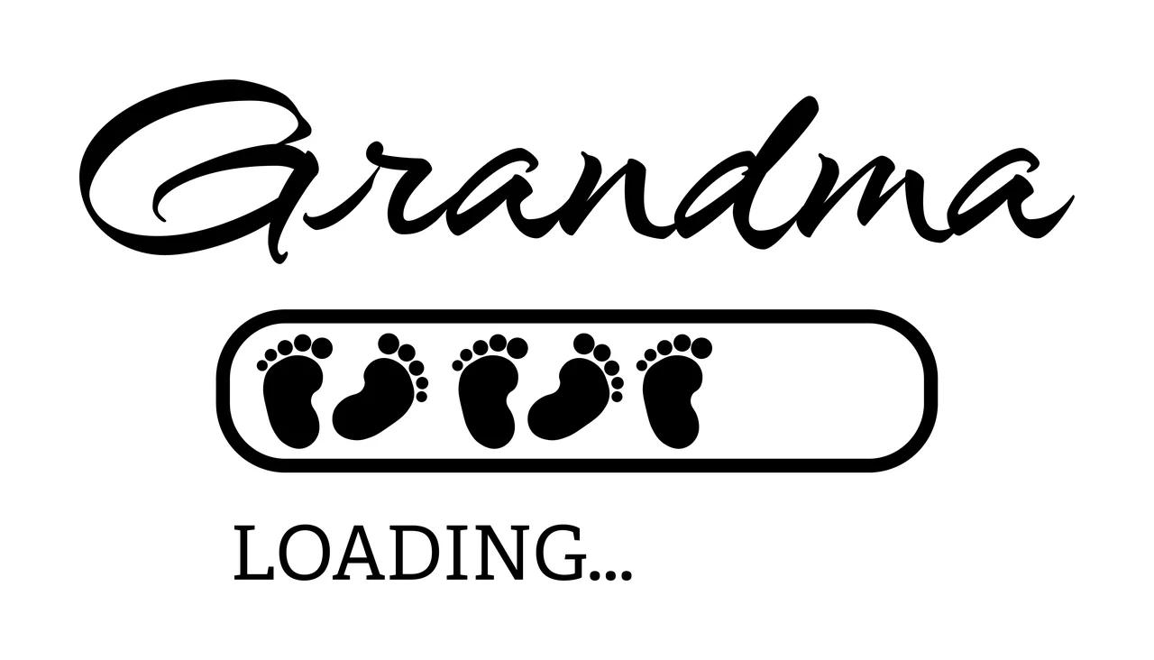 Grandma Loading Text With Solid Progress Bar black white monochrome