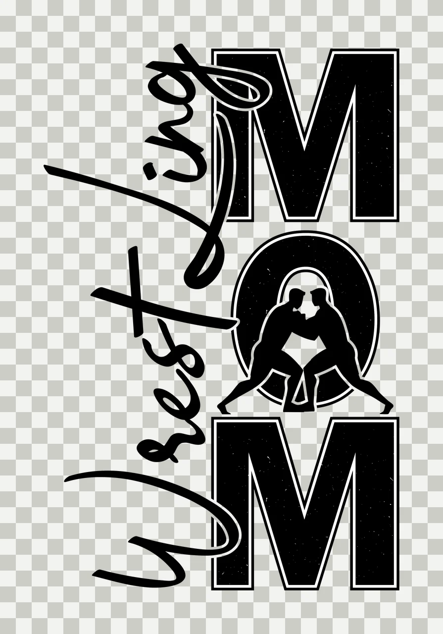 Wrestling Mom Text With Silhouette Figures lettering grappling transparency and detail preview thumbnail