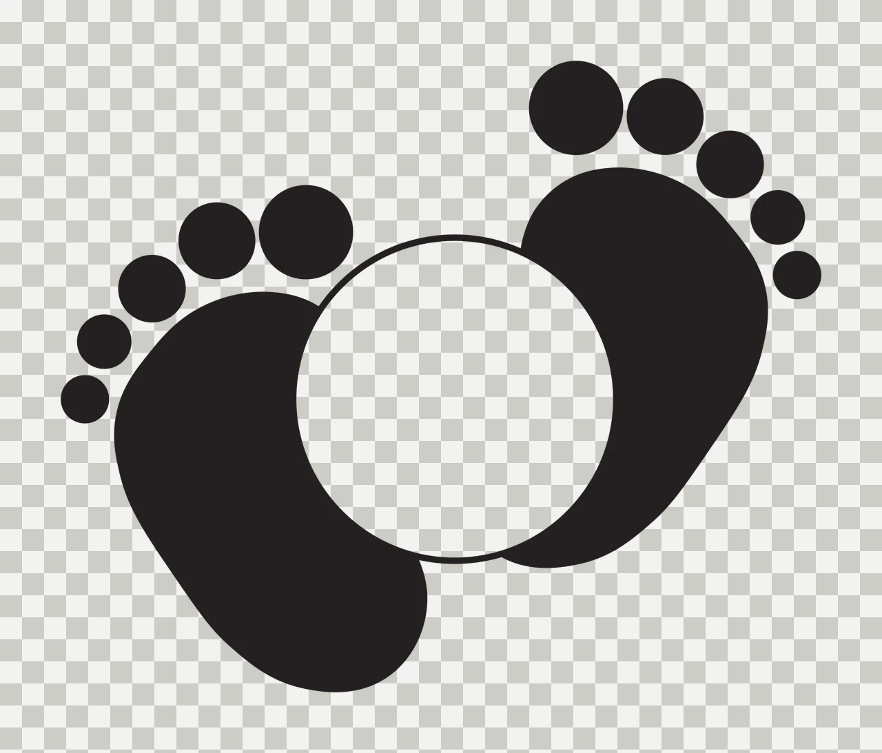 Feet Pair Of Baby Footprints Surrounding A Large positioned transparency and detail preview thumbnail