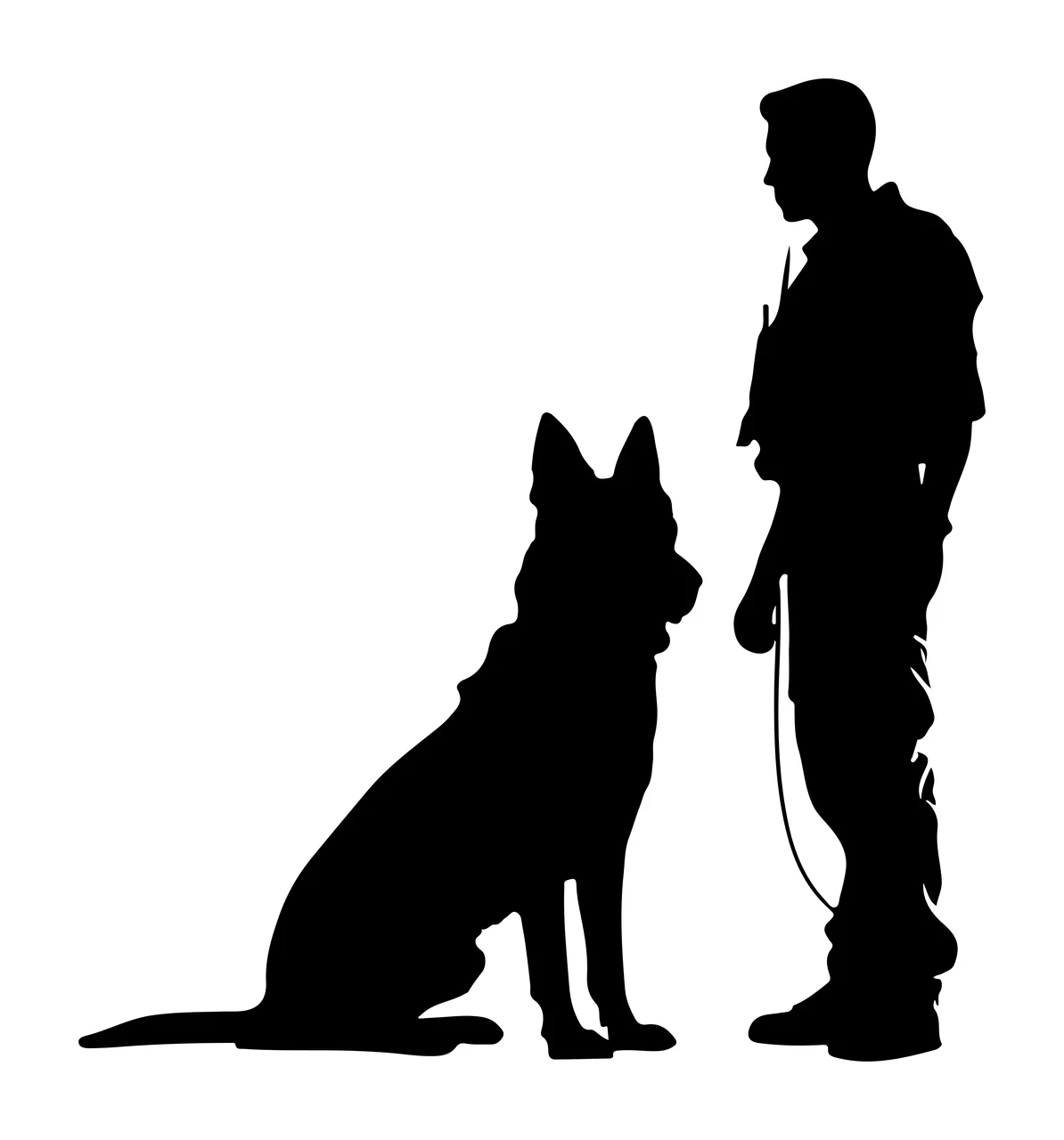 Dog Silhouette Of A Person Standing With Sitting and leash