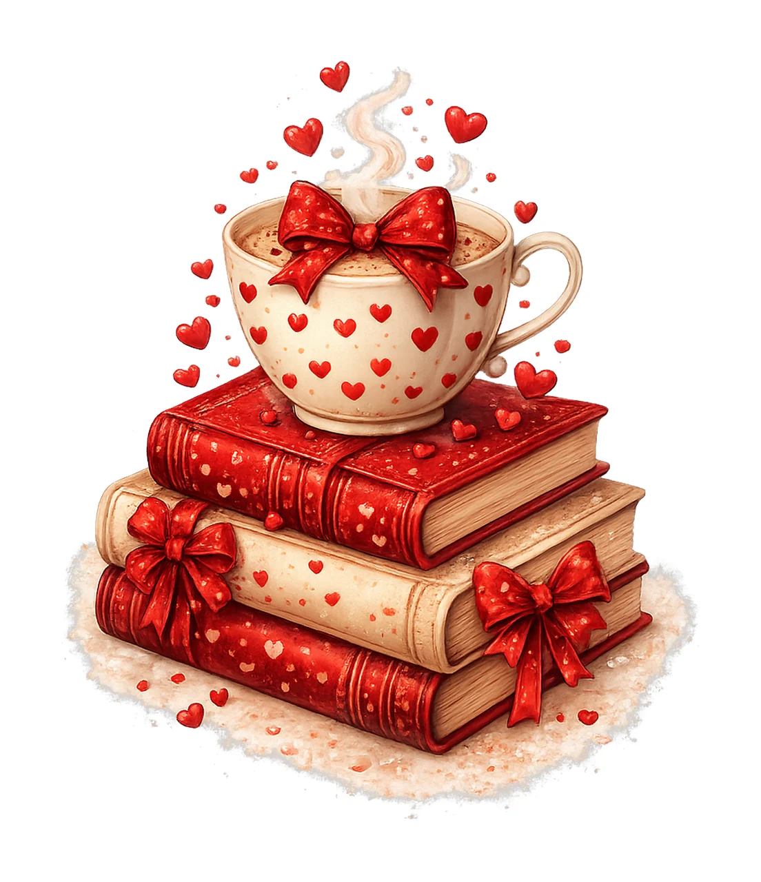 Valentine Coffee Books Artwork Romantic Book Lover Cozy