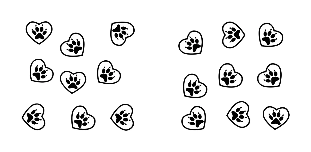 Paw Can Glass Wrap Heart Shaped Animal Prints outlines simple