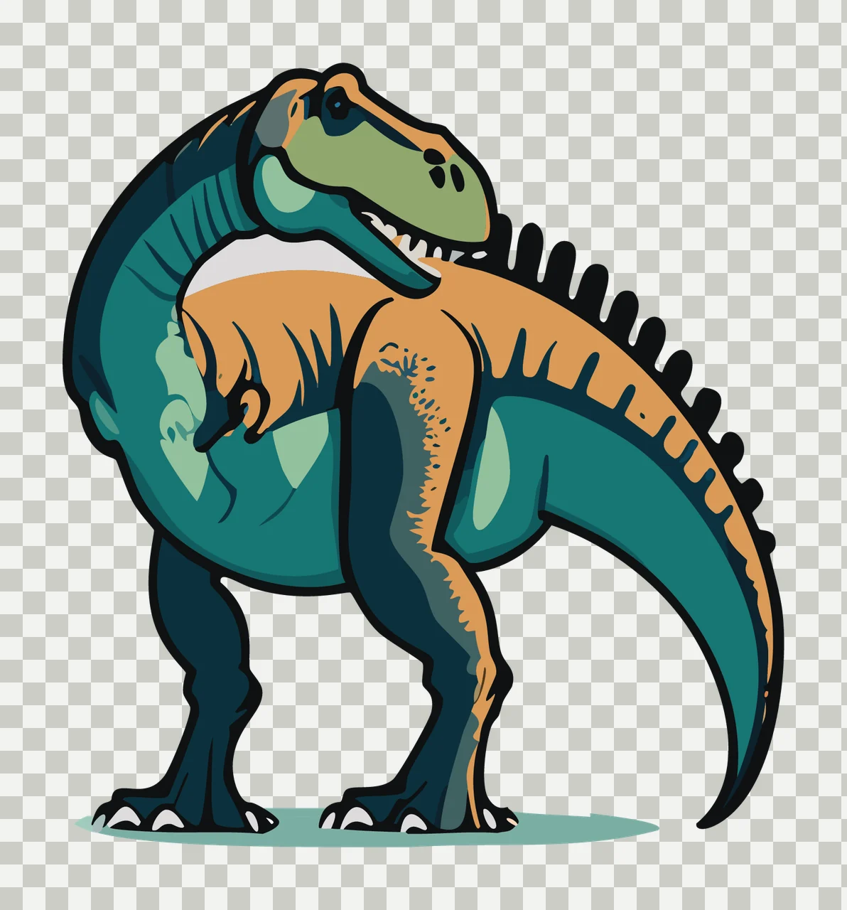 Dinosaur Large Silhouette With Textured Spine standing black transparency and detail preview thumbnail