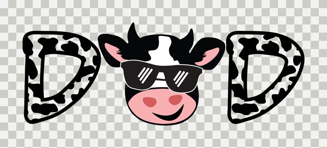 Cow D D And Letters With Print Flanking text silhouette displaying transparency and detail preview thumbnail