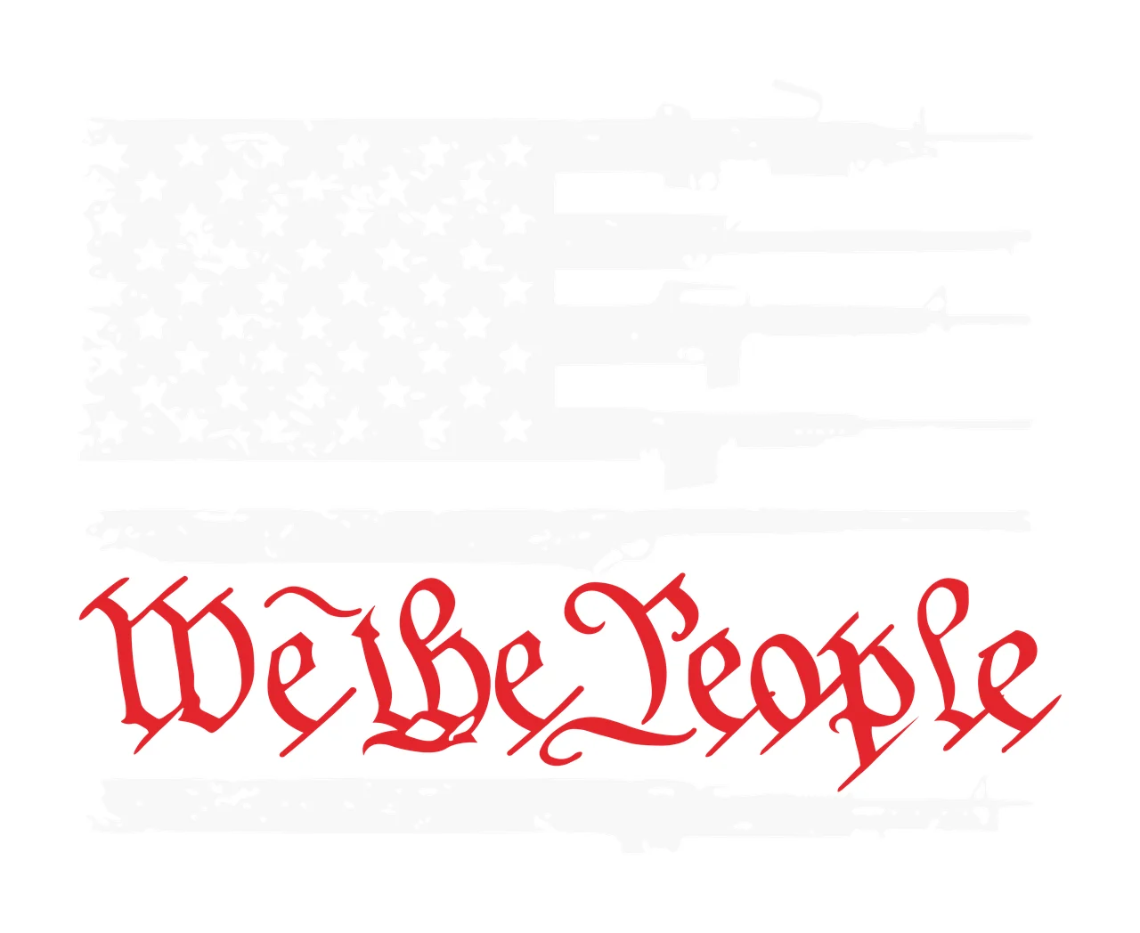 We The People Flag With Weapons stylized black white plain