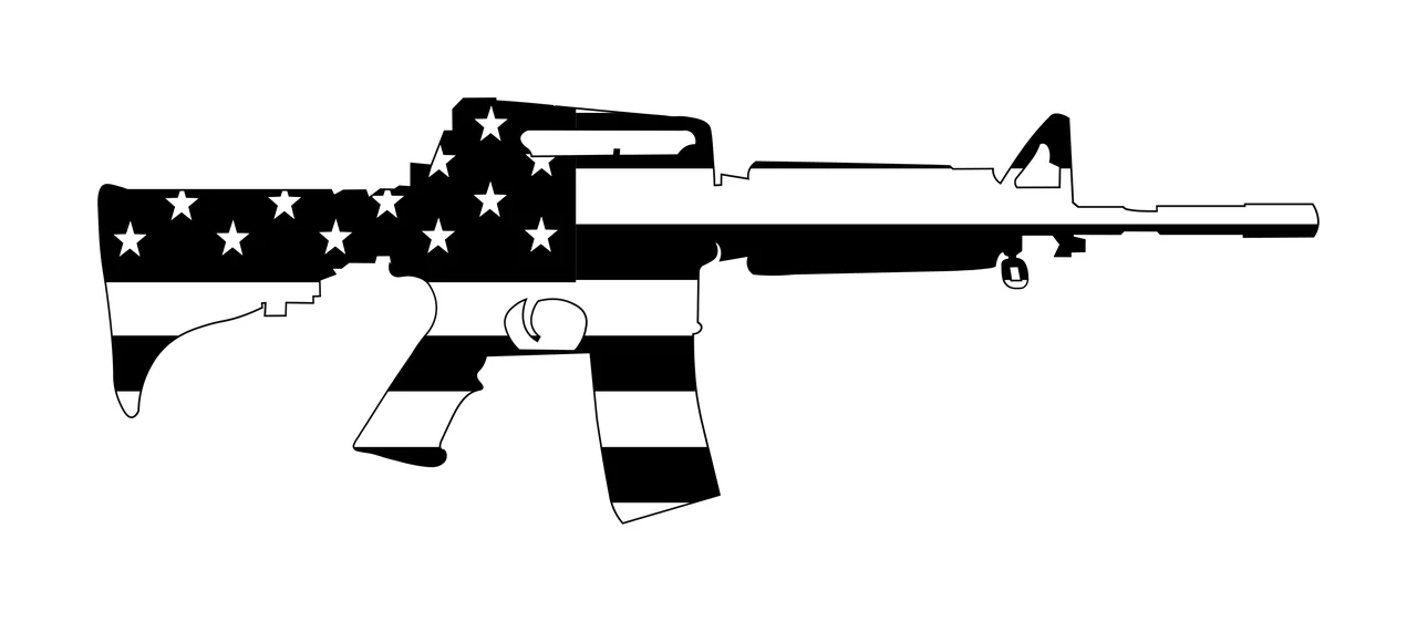 Rifle With Stars And Stripes Pattern silhouette black firearm