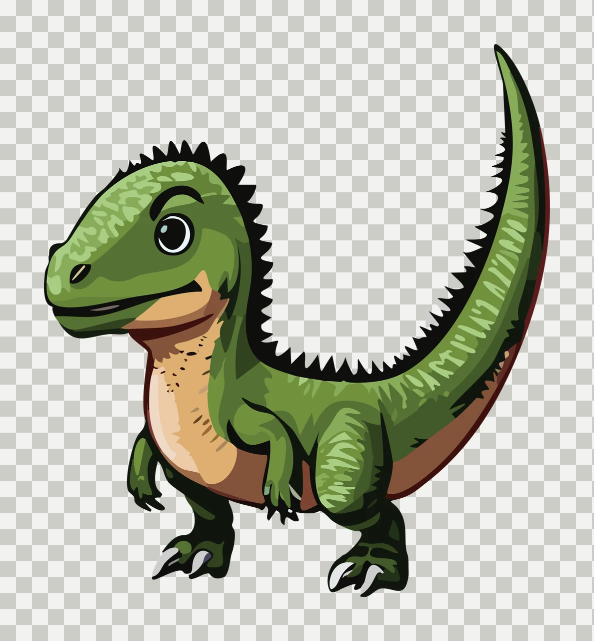 Dinosaur Standing Silhouette With Textured Details tail spikes transparency and detail preview thumbnail