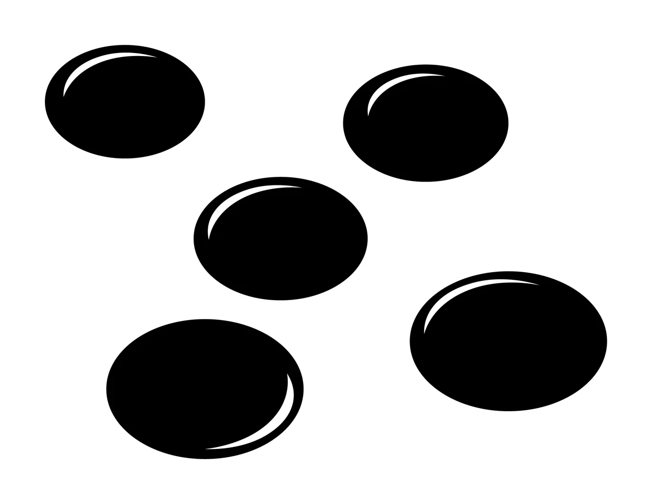 Five Black Circular Shapes With Highlights Arranged circles