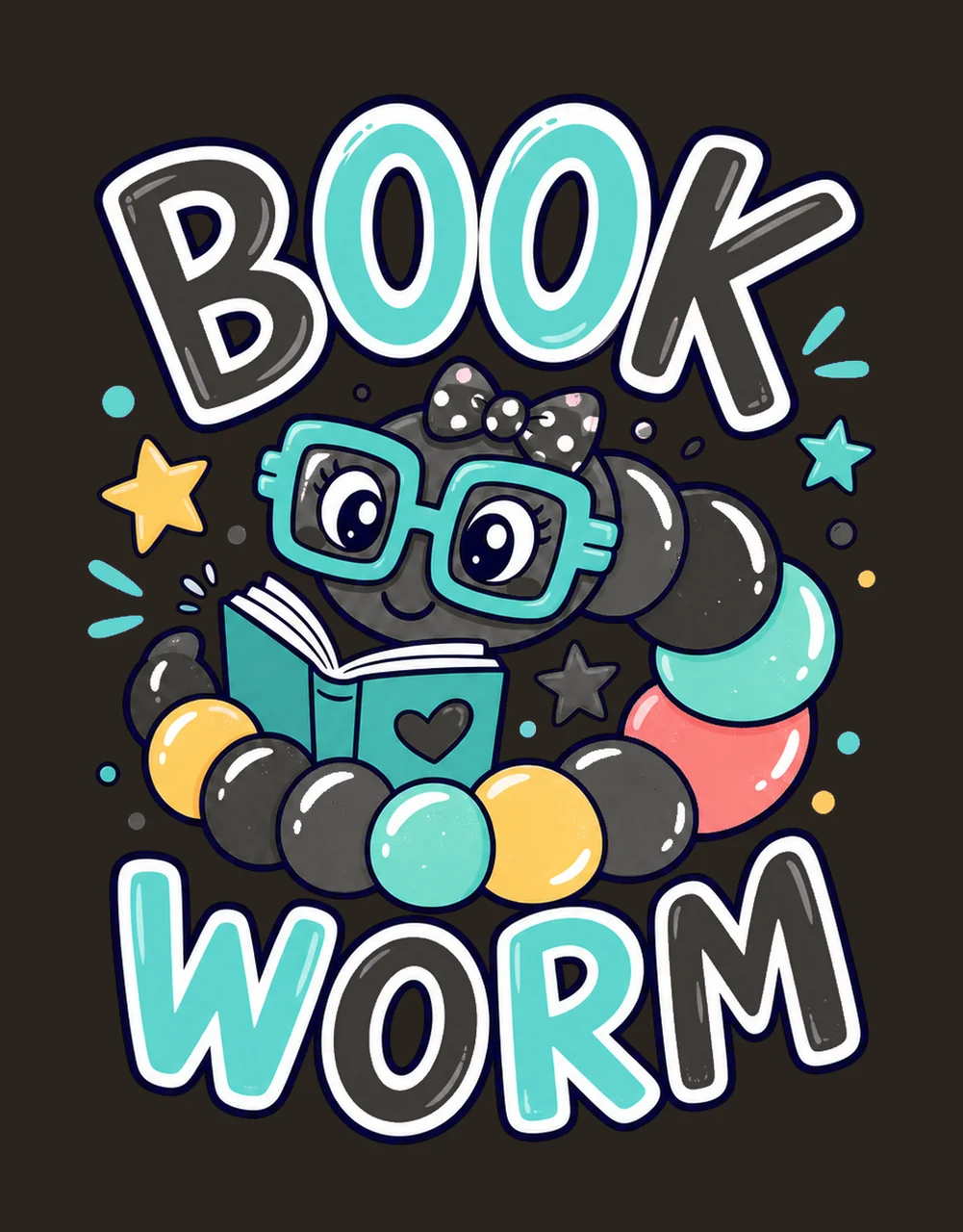 Book Lover Reading Worm Preppy sublimation Variation A contrast preview thumbnail