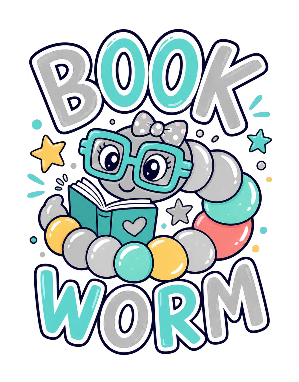 Book Lover Reading Worm Preppy sublimation Variation A