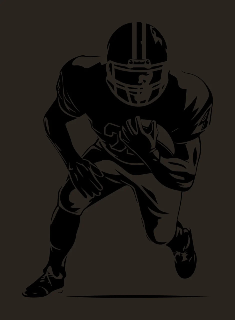 Football Player Crouching Forward Silhouette helmet jersey contrast preview thumbnail