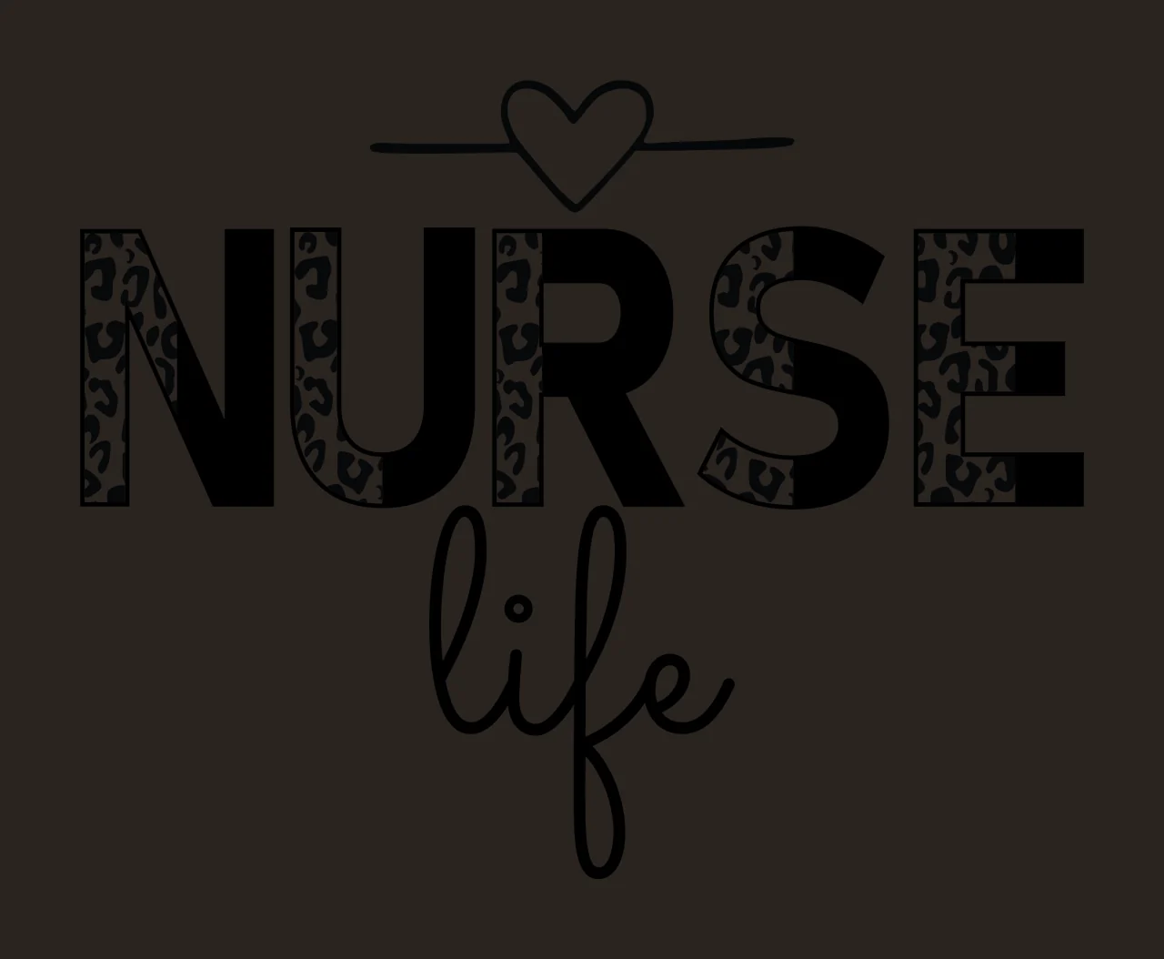 Nurse Life With Heart Icon typography decorating leopard print pattern contrast preview thumbnail