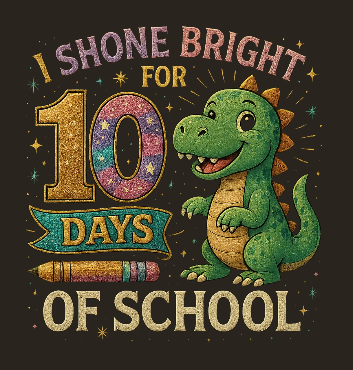 Girls 100 Days of School Shirt Sparkle Glitter Design Kids contrast preview thumbnail