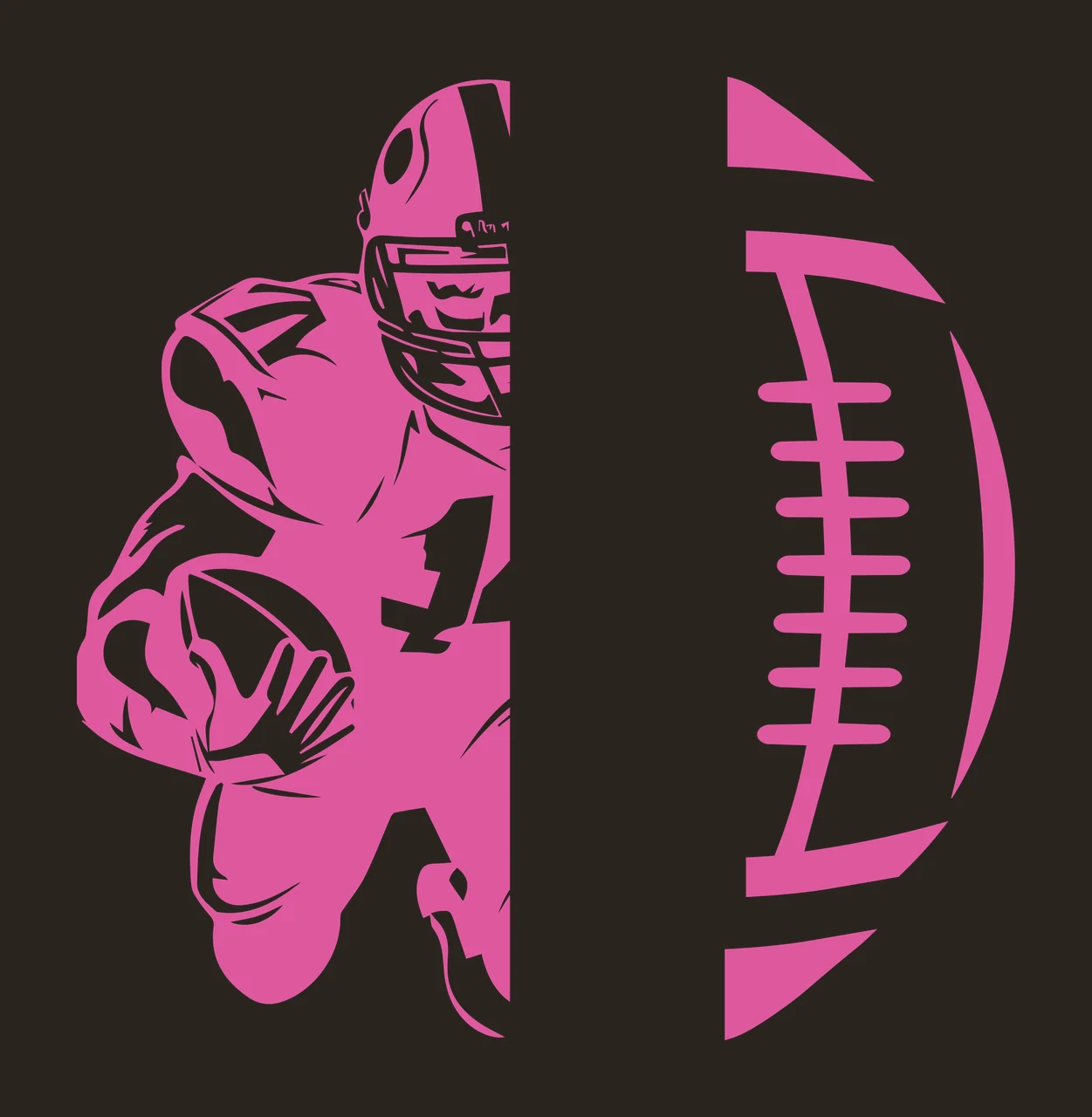 Football Running Player Split Silhouette and ball helmet jersey contrast preview thumbnail
