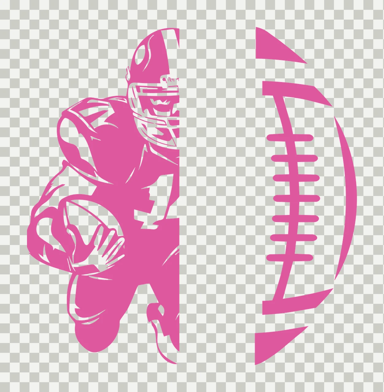 Football Running Player Split Silhouette and ball helmet jersey transparency and detail preview thumbnail