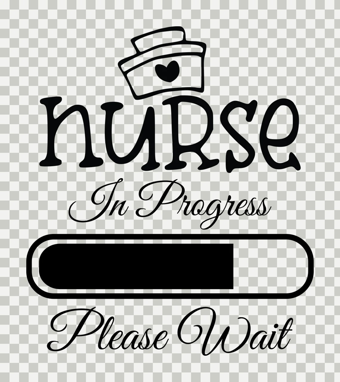 Nurse In Progress Text With Cap Icon loading bar black white transparency and detail preview thumbnail