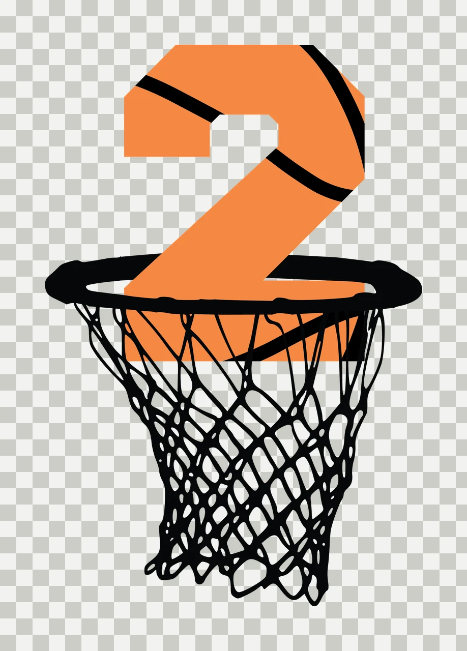 Basketball Number 2 Black Silhouette Of Two Inside hoop net transparency and detail preview thumbnail
