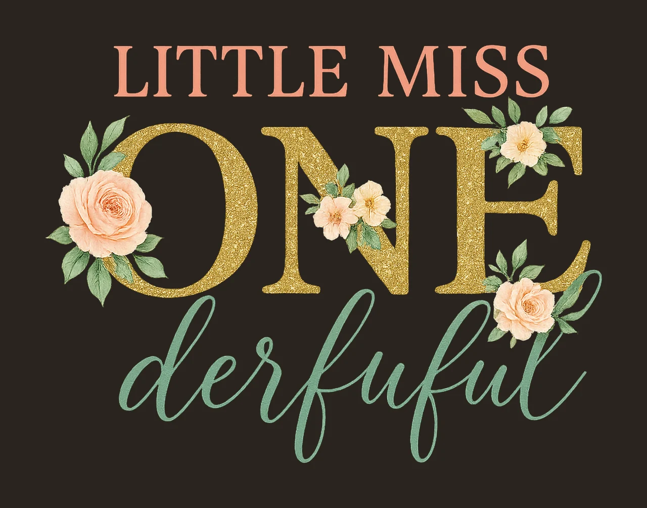 Little Miss Onederful Floral Birthday Shirt Design Baby contrast preview thumbnail