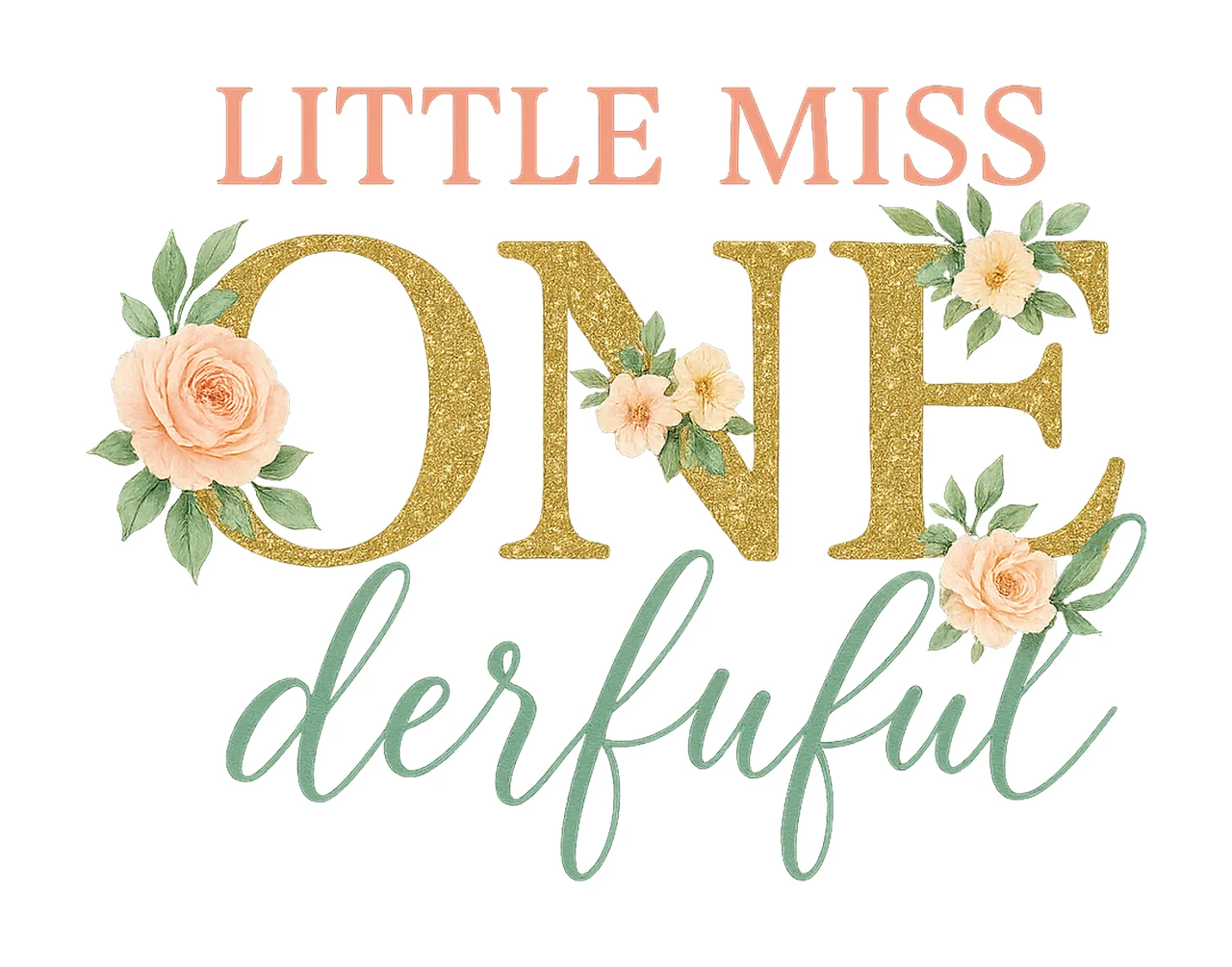 Little Miss Onederful Floral Birthday Shirt Design Baby