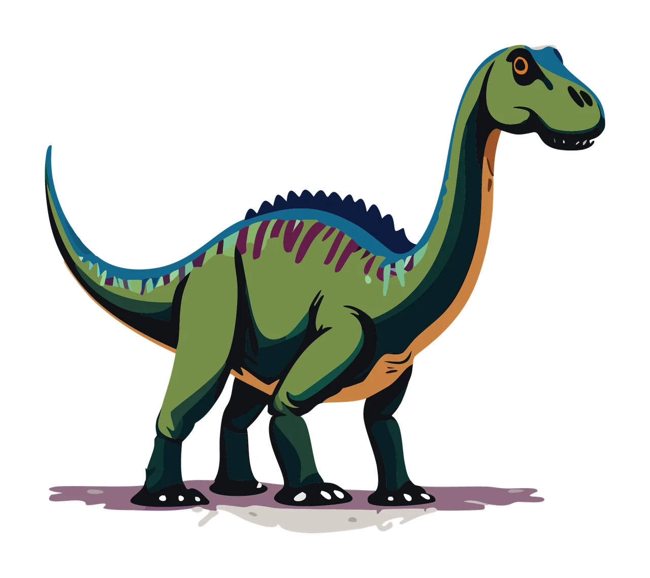 Dinosaur Black Silhouette Facing Right Profile standing white