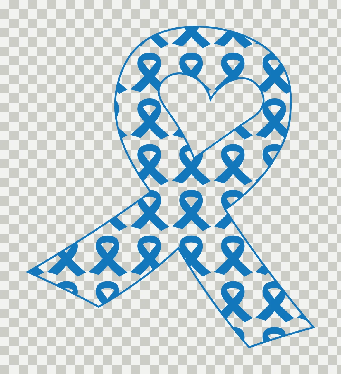 Ribbon Heart Shaped Cutout Awareness patterned outline black transparency and detail preview thumbnail