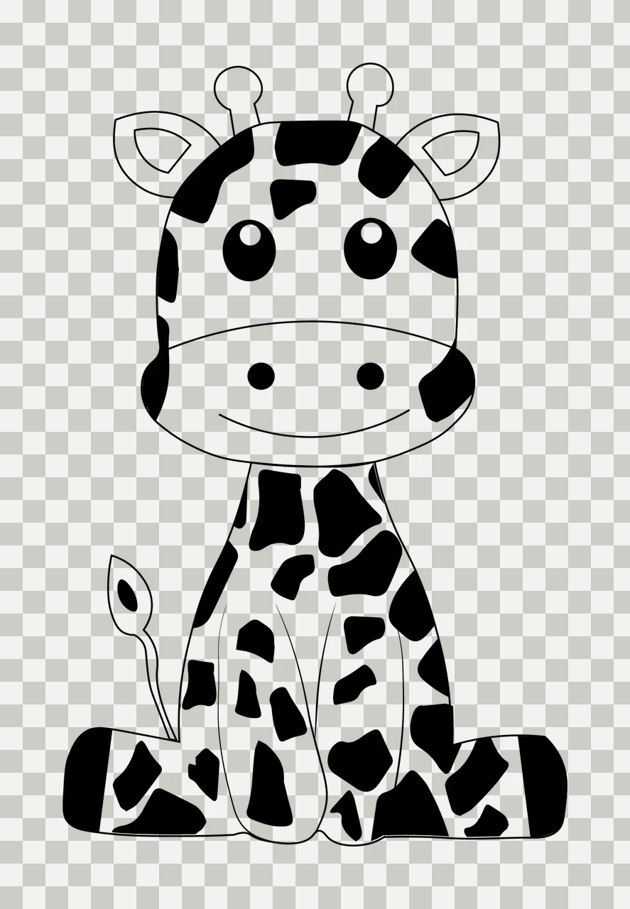 Animal Cute Spotted Giraffe Sitting Down spots tail cartoon transparency and detail preview thumbnail