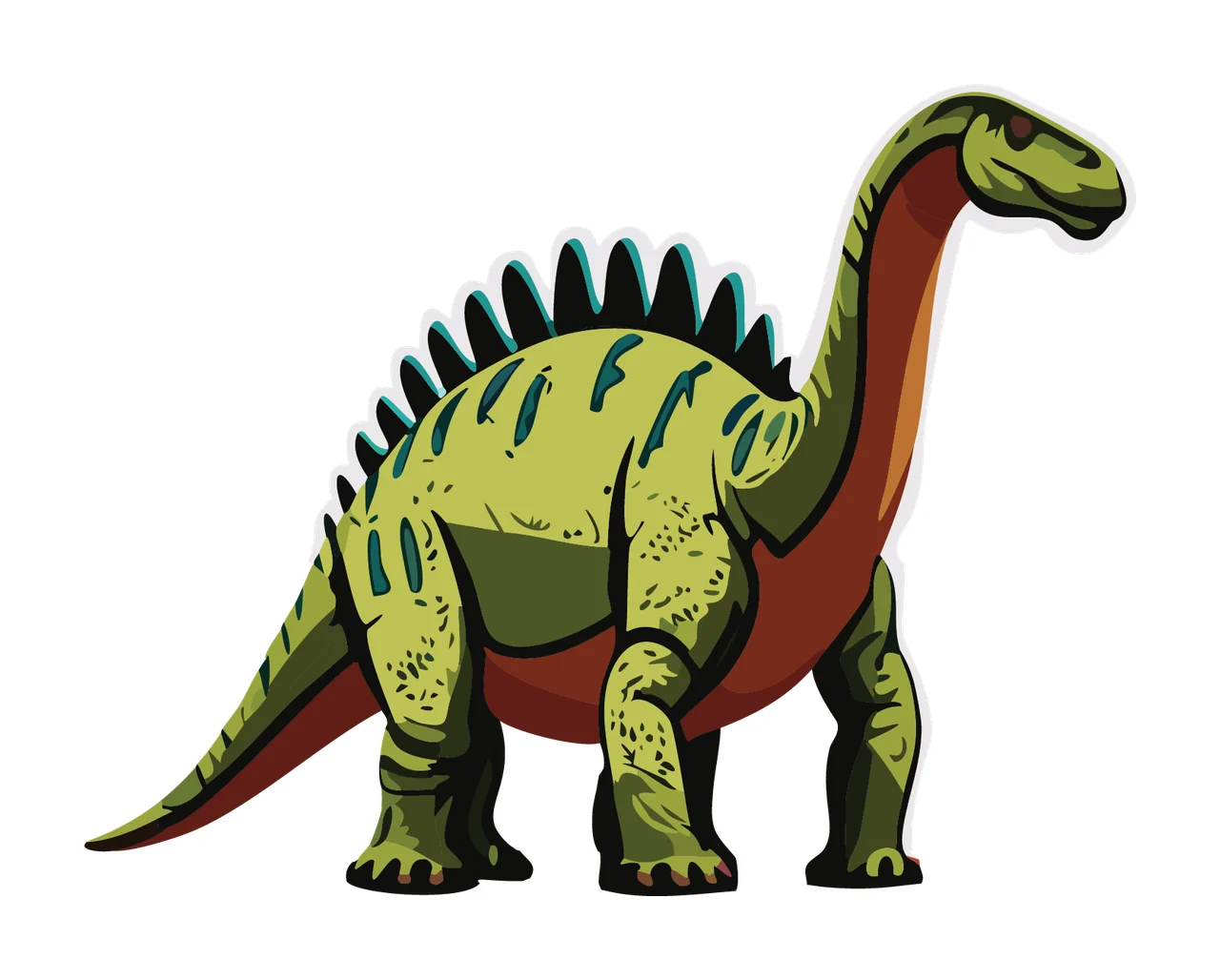 Dinosaur Silhouette With Spiky Back walking spikes black white