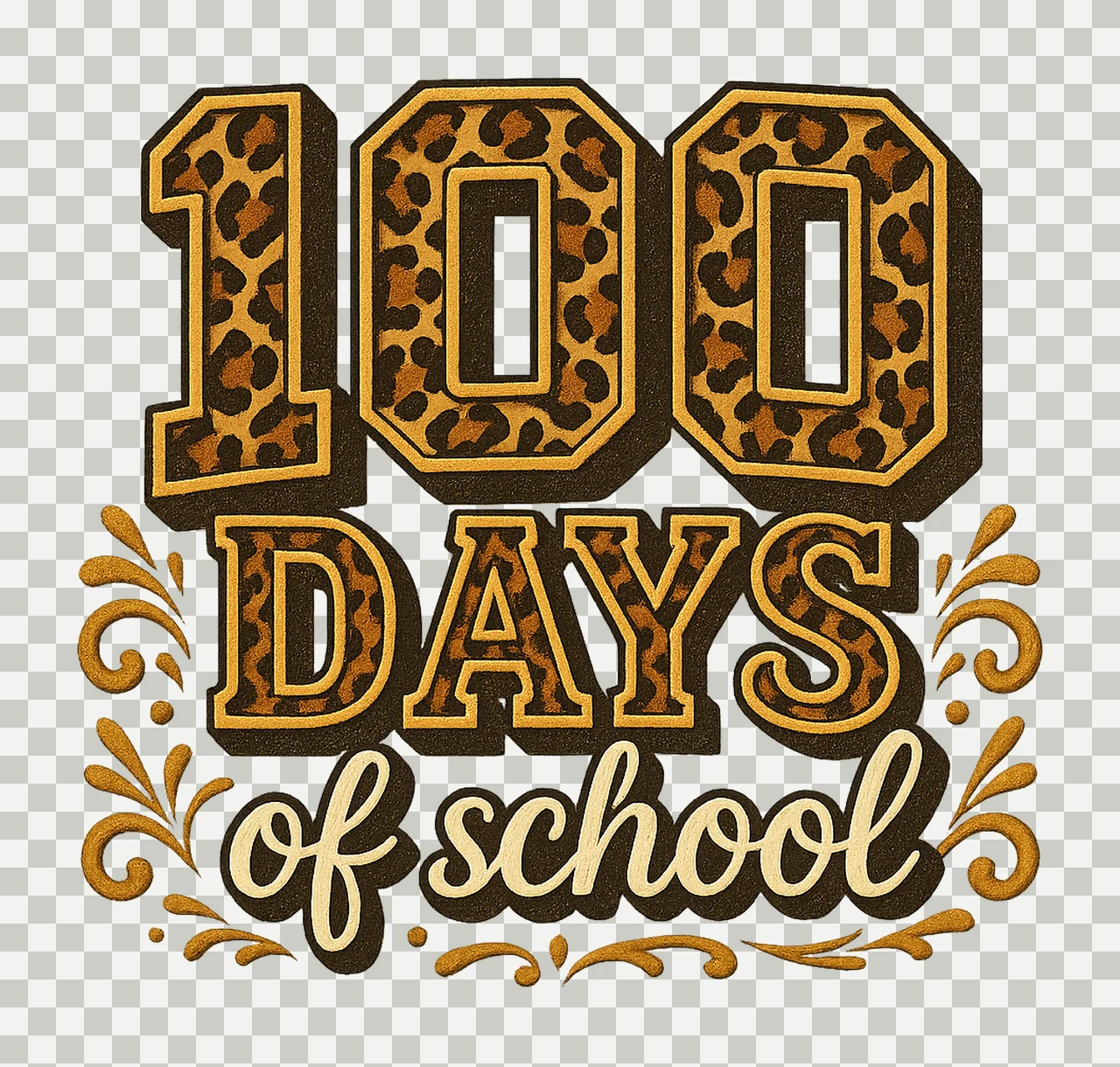 Leopard Print 100 Days Of School Teacher Shirt Design Happy transparency and detail preview thumbnail