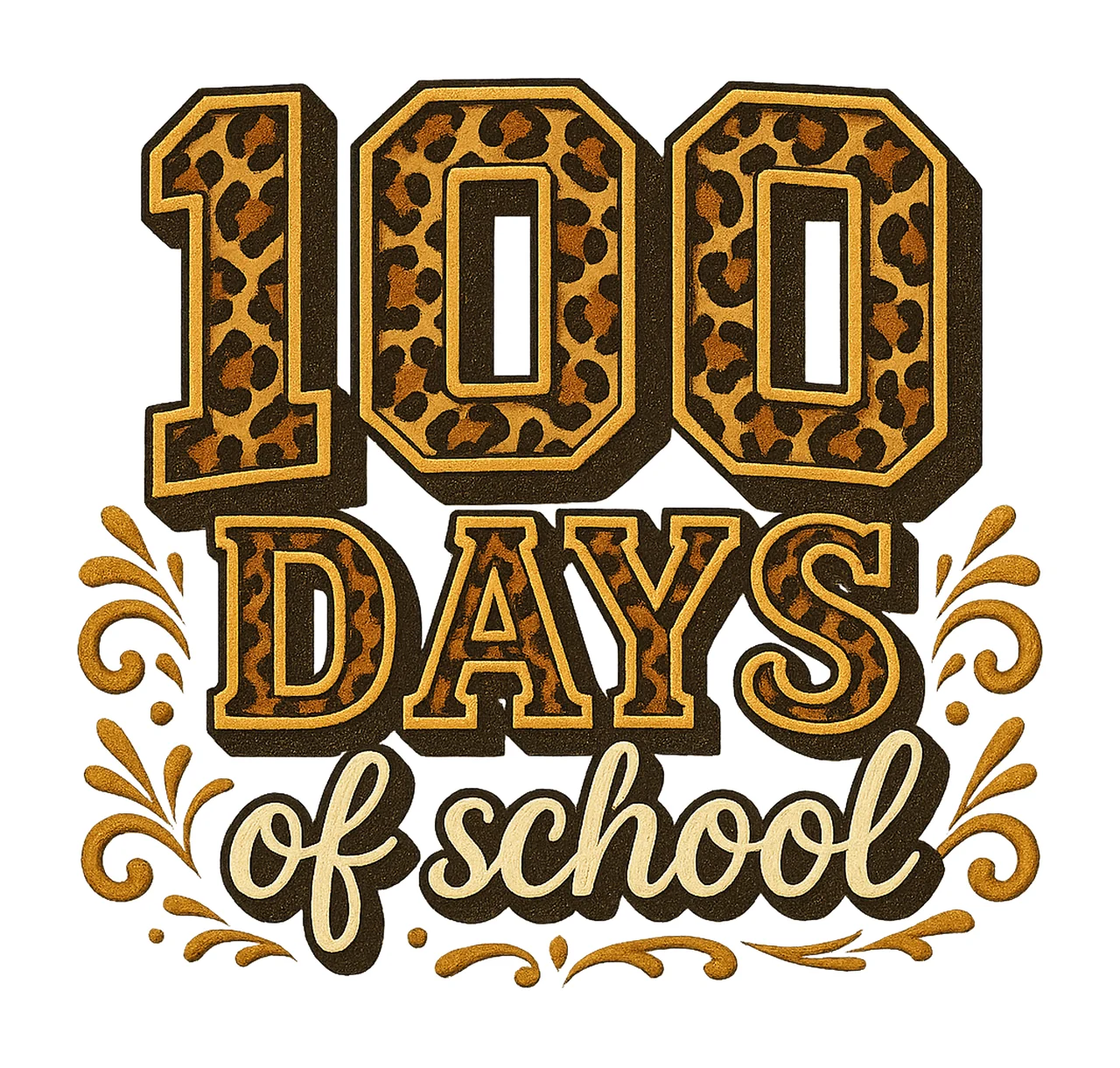Leopard Print 100 Days Of School Teacher Shirt Design Happy