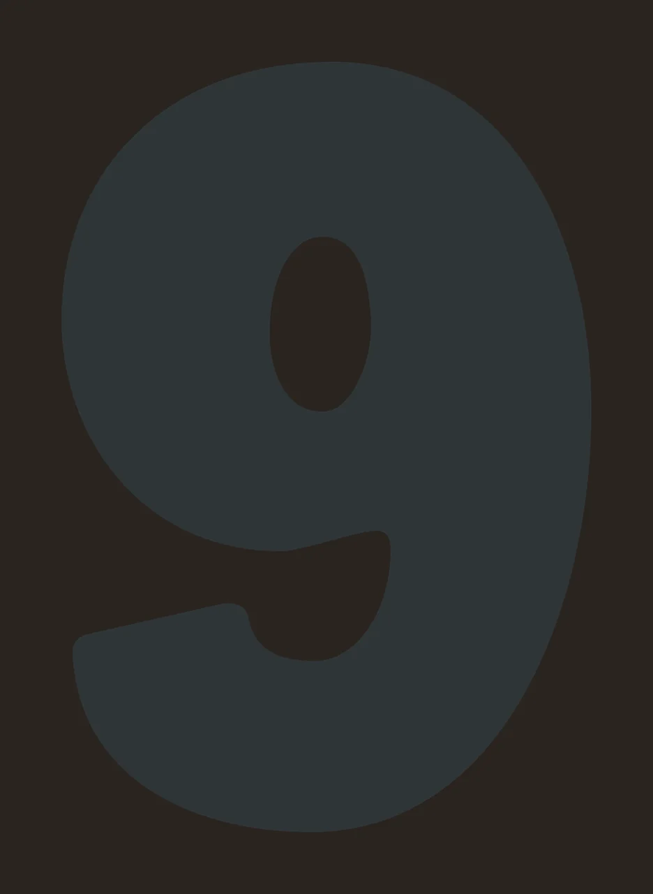 Number 9 Nine Black Silhouette bold plain white typography contrast preview thumbnail