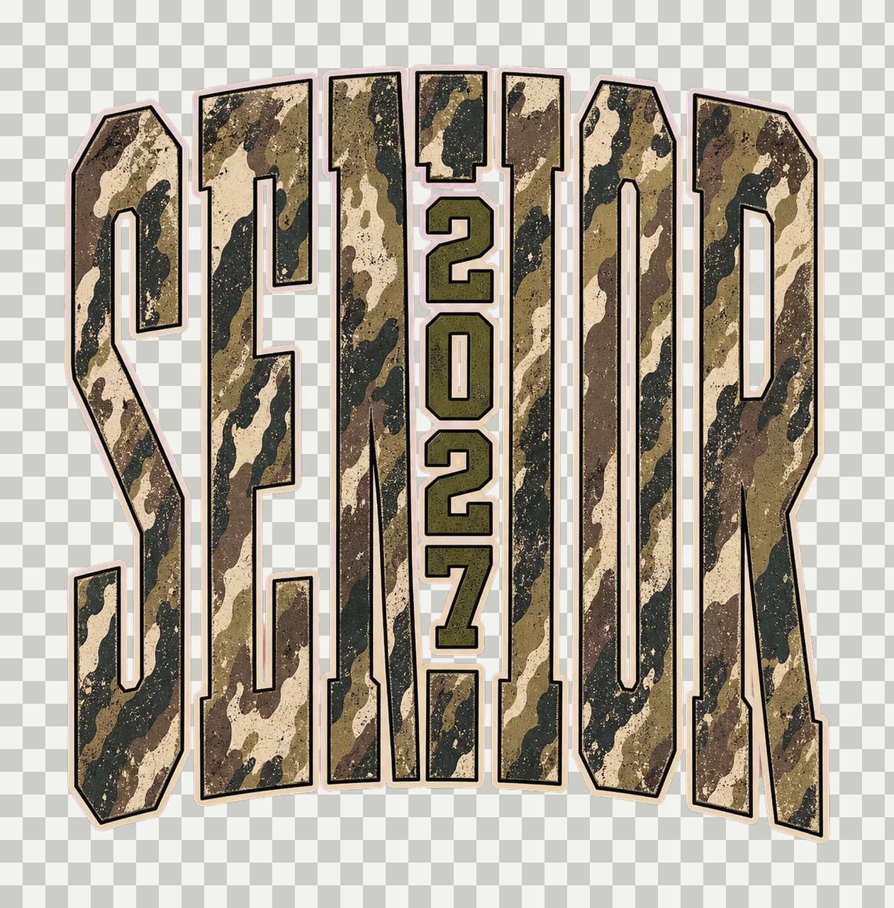 Senior 2027 Camo Graduation sublimation instant Variation B transparency and detail preview thumbnail