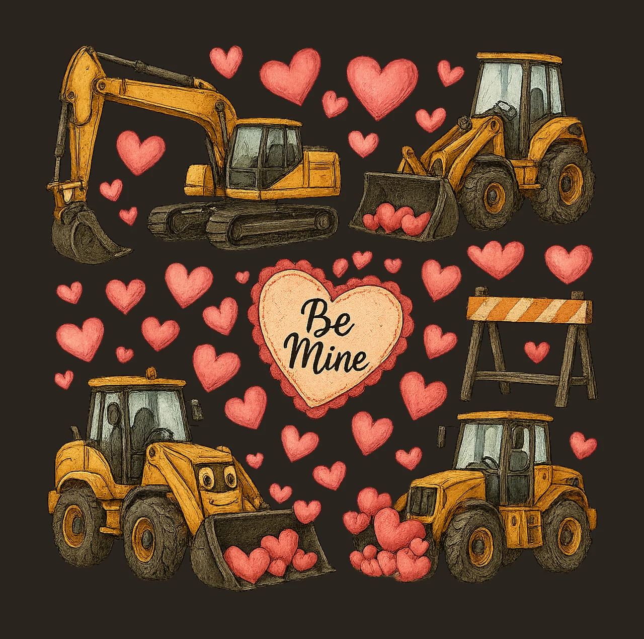 Valentines Farm Animals Truck Valentine Clip Art Be Mine contrast preview thumbnail