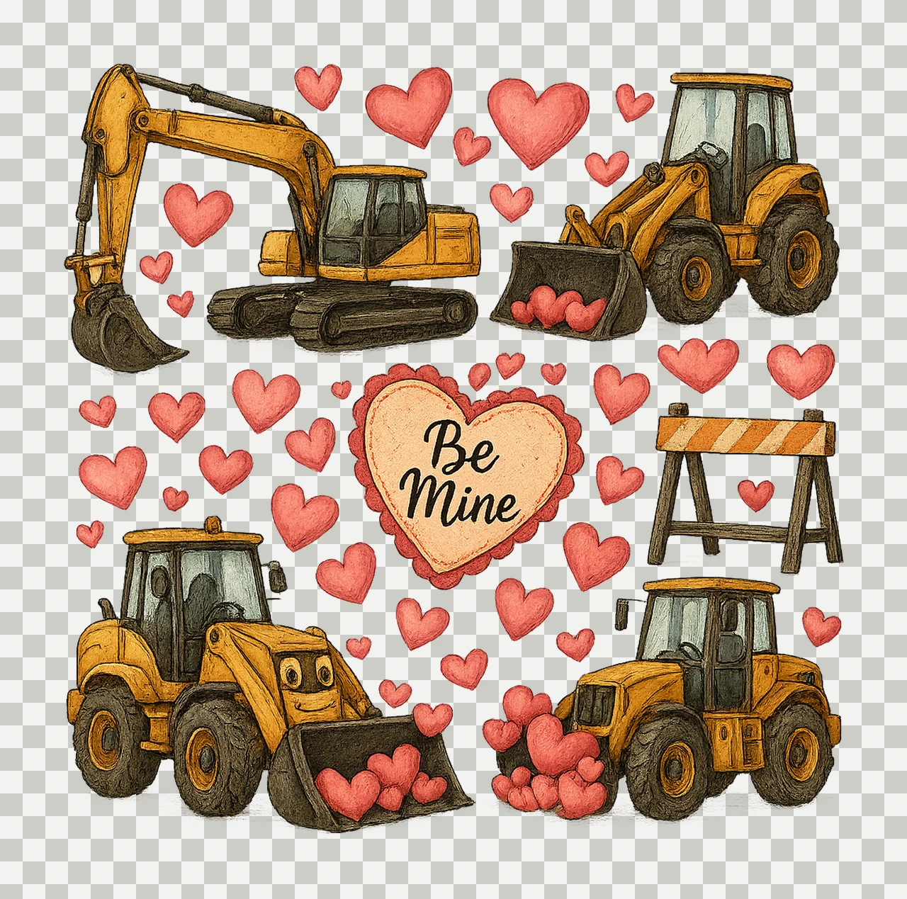 Valentines Farm Animals Truck Valentine Clip Art Be Mine transparency and detail preview thumbnail